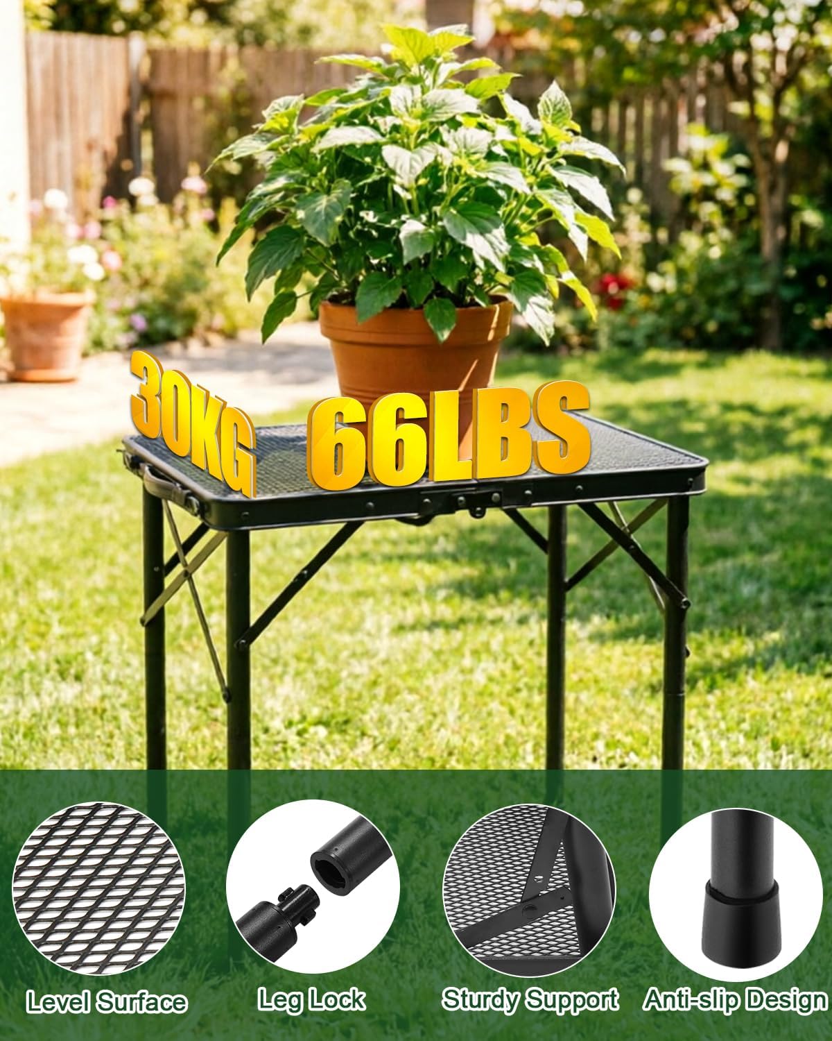 2ft Camping Table Small Folding Adjustable Height 23.6''x15.7''