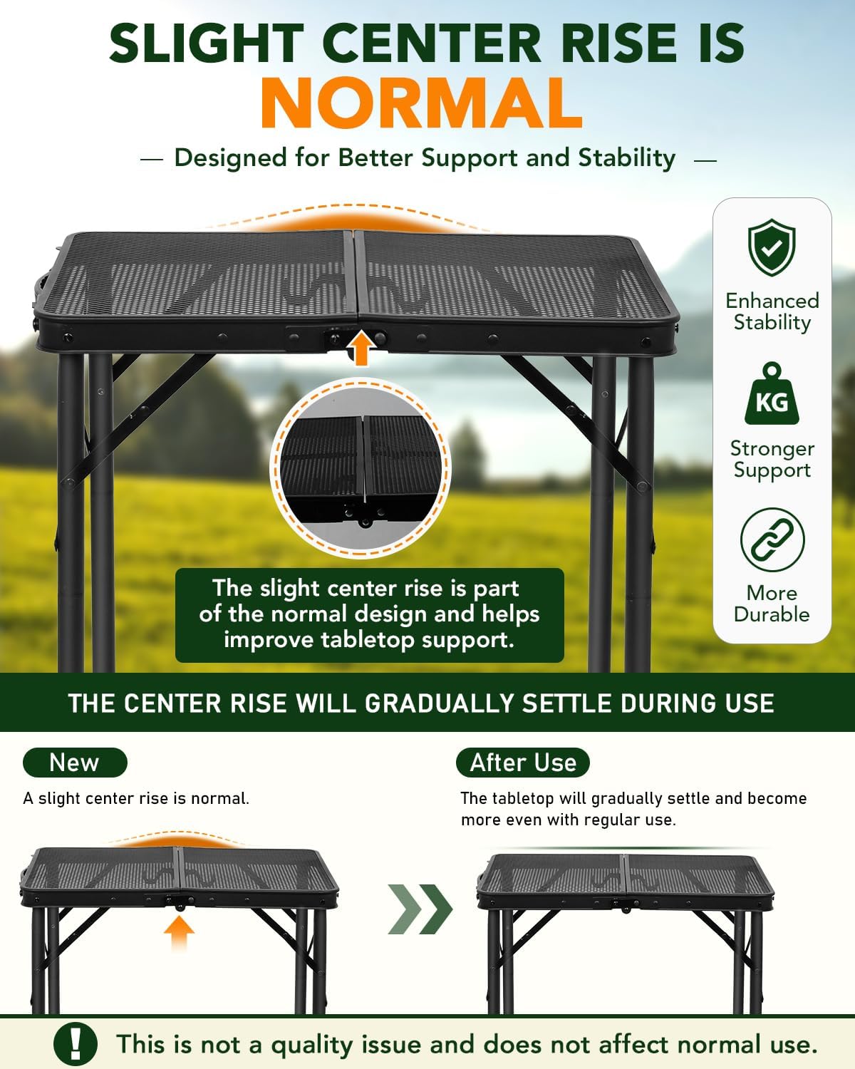 2ft Camping Table Small Folding Adjustable Height 23.6''x15.7''