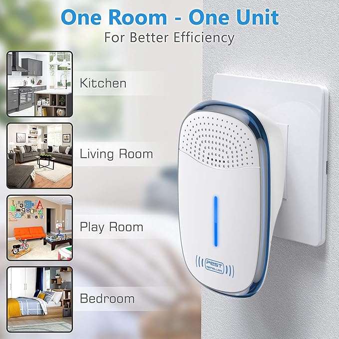 4pcs Ultrasonic Pest Repeller Indoor, 2026 Upgraded Electronic Plug in Insect Control Device for Mice, Mosquito, Ants, Spiders, Child & Pet Safe (White)