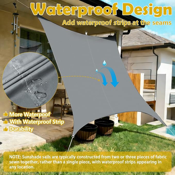Sun Shade Sail for Garden, 3x4m Rectangle Sail Shade with Accessories