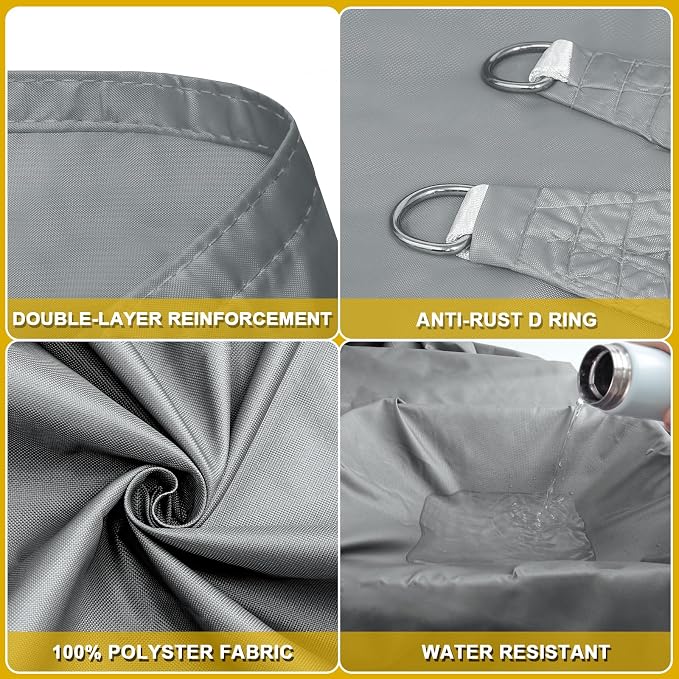 Sun Shade Sail for Garden, 3x4m Rectangle Sail Shade with Accessories