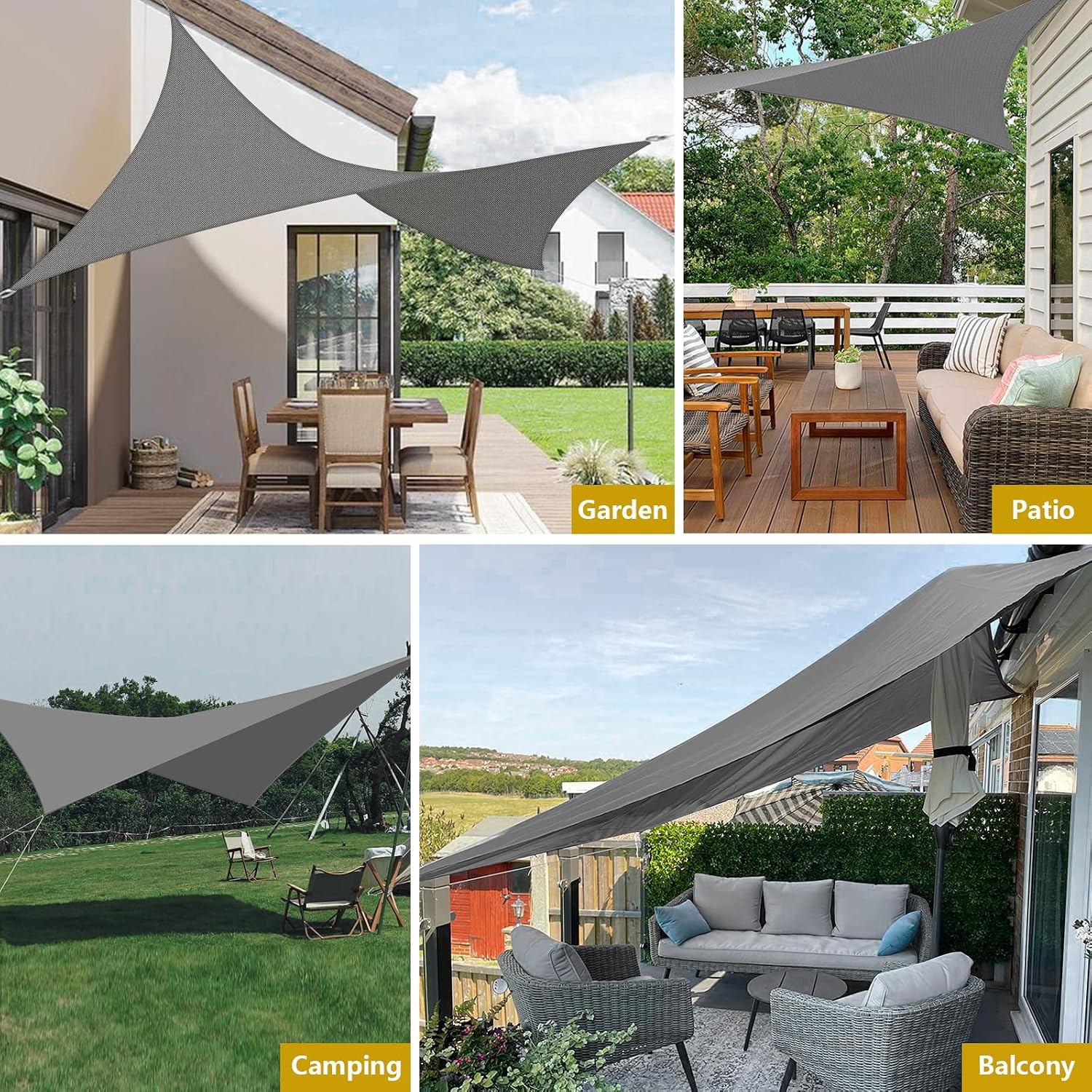 Sun Shade Sail for Garden, 3x4m Rectangle Sail Shade with Accessories