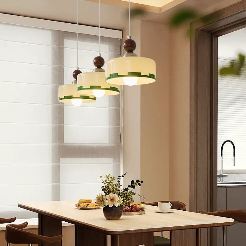 3-Light Nickel Polygonal Pendant Light with Glass Shades and Adjustable Hanging Length