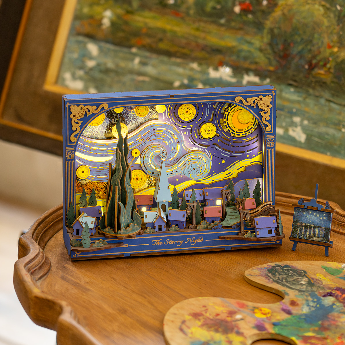 Rückwand der Rowood Holzkunstbilder mit Aufbauhinweisen