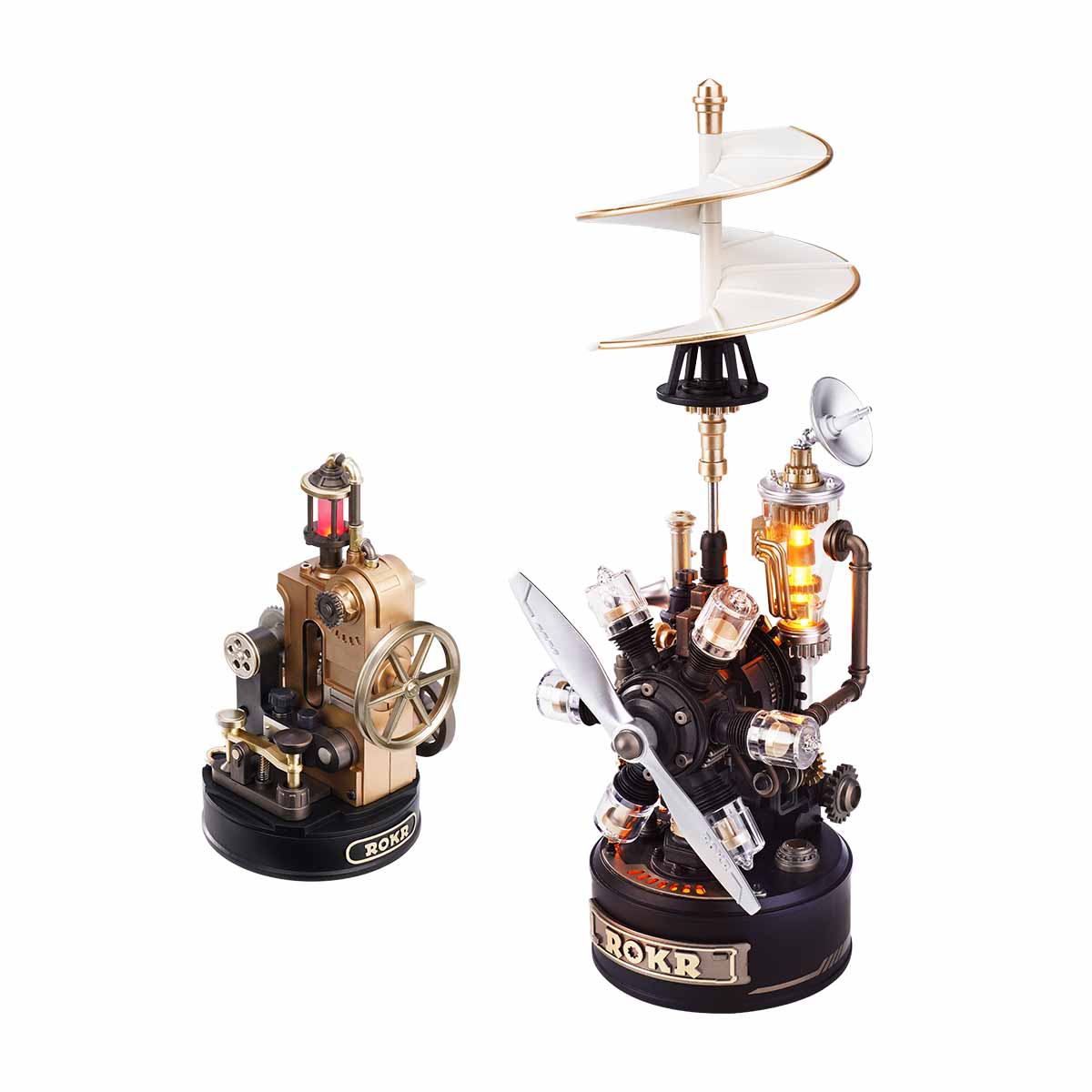 Morse-Telegraph und Leonardo da Vincis Hubschrauber als Industrial City-Set