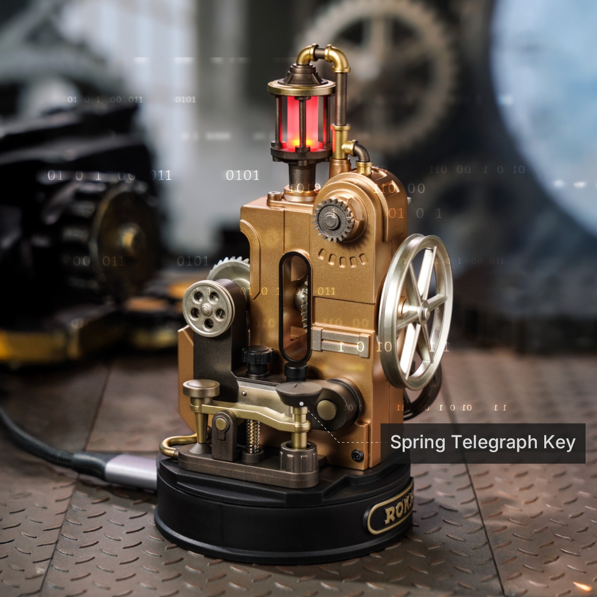 Federnder Telegraphentaster am fertigen ROKR Morse-Telegraphen CGM02