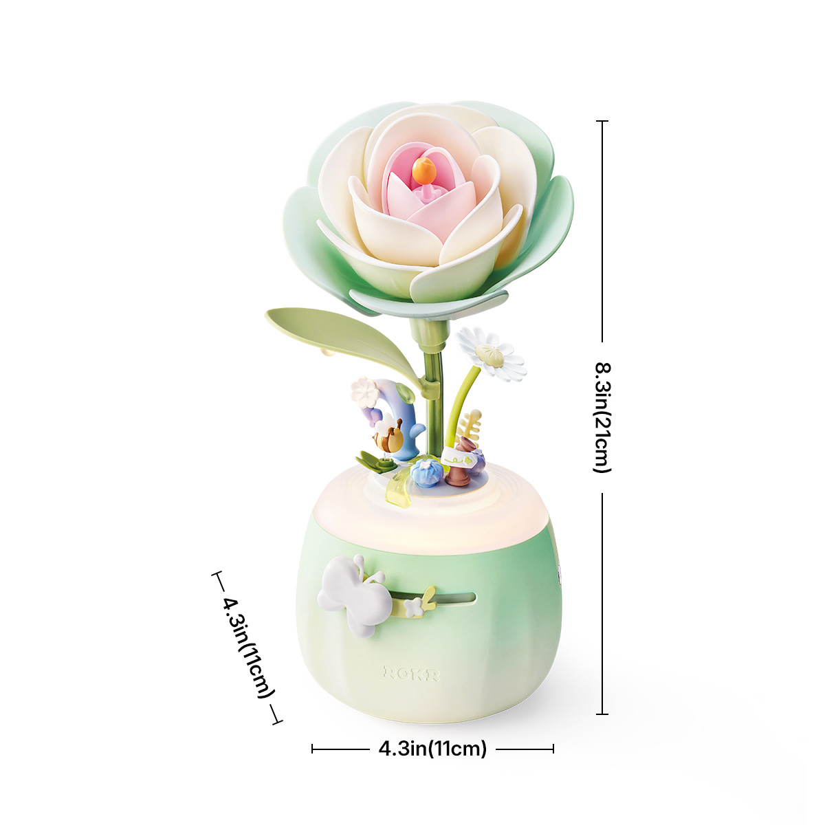 Größenangaben der Minty Camellia Lampe AF02S