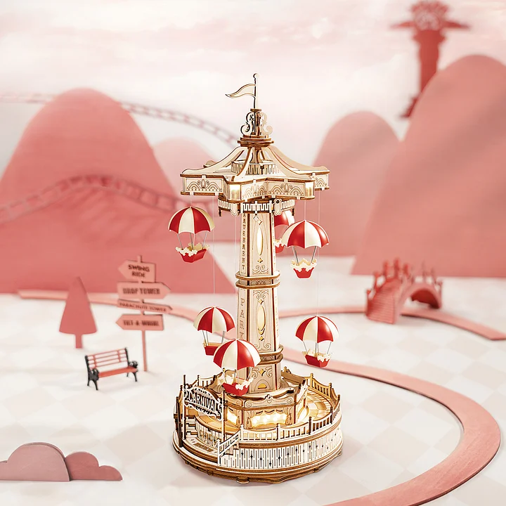 ROKR Parachute Tower EA01 als mechanische Holzspieluhr