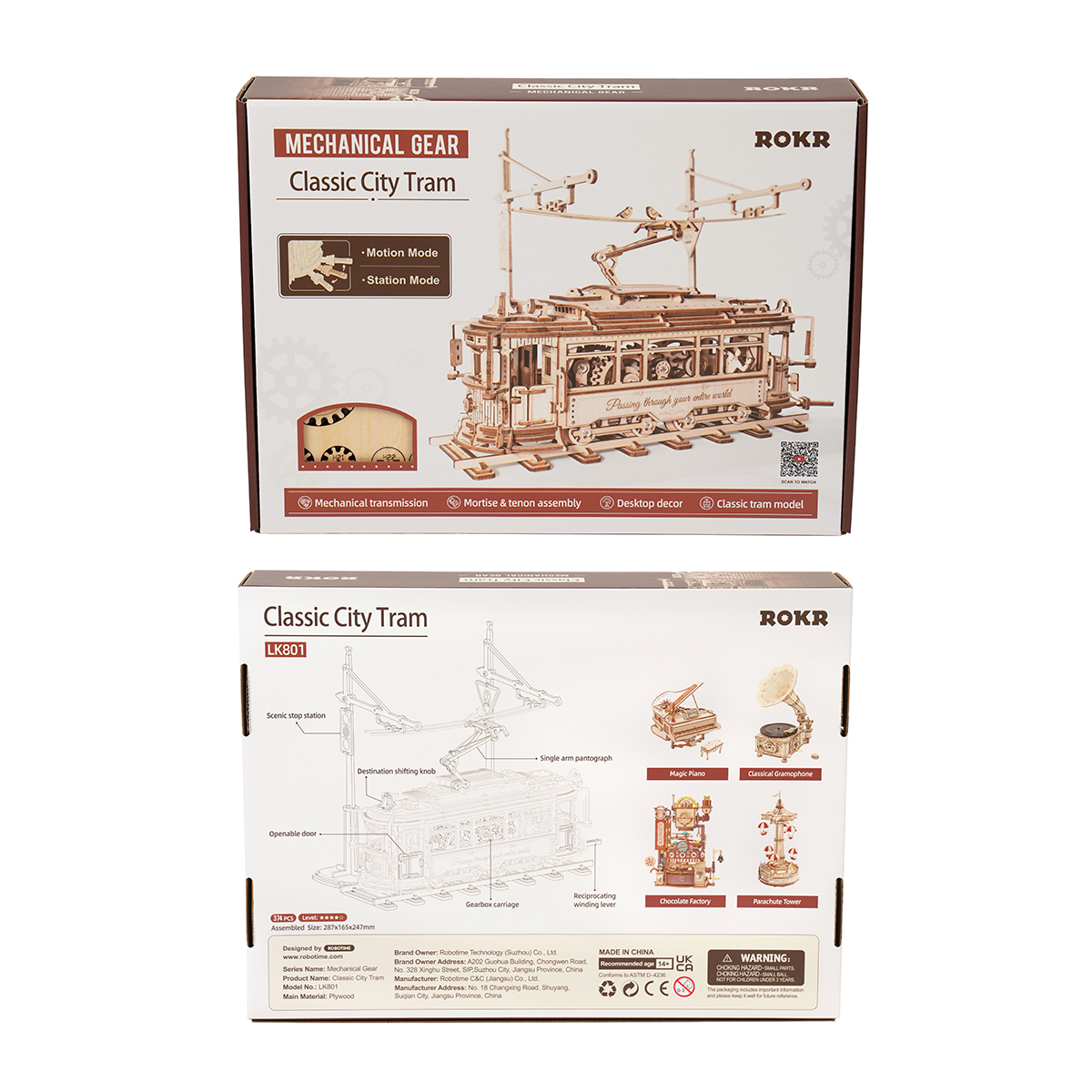 Verpackung und Anleitung der ROKR Classic City Tram LK801