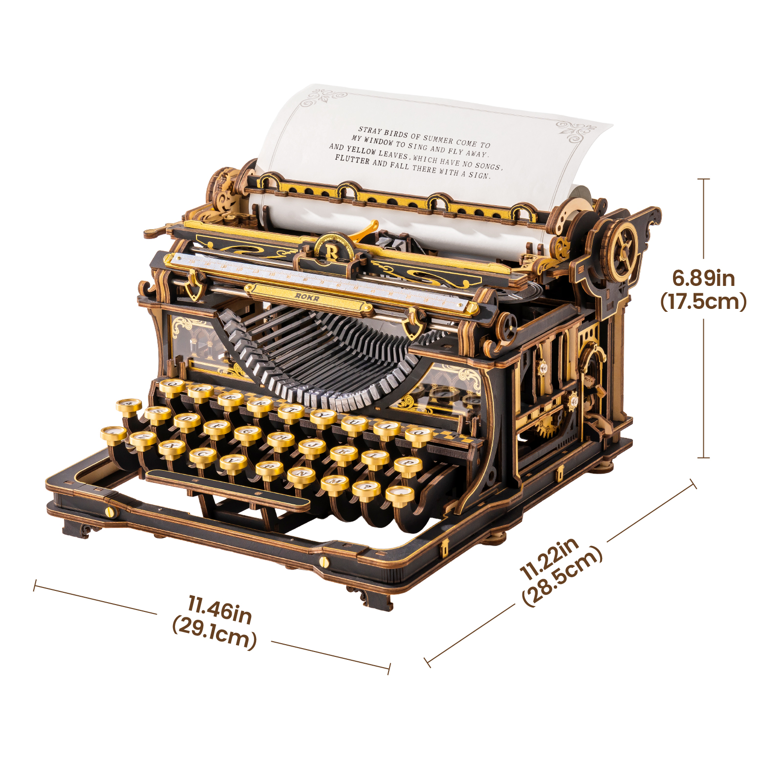 Mechanische typemachine – klassieke versie LK703B afmetingen – 29,1 cm, 28,5 cm, 17,5 cm