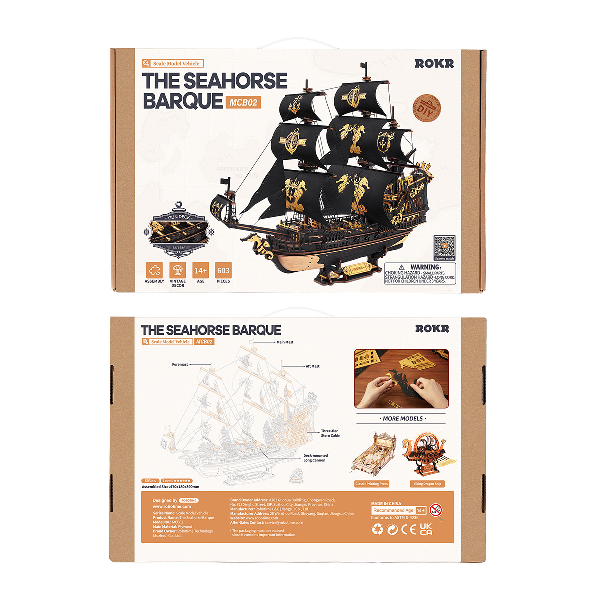 The Seahorse Barque MCB02 voor- en achterzijde van de verpakking