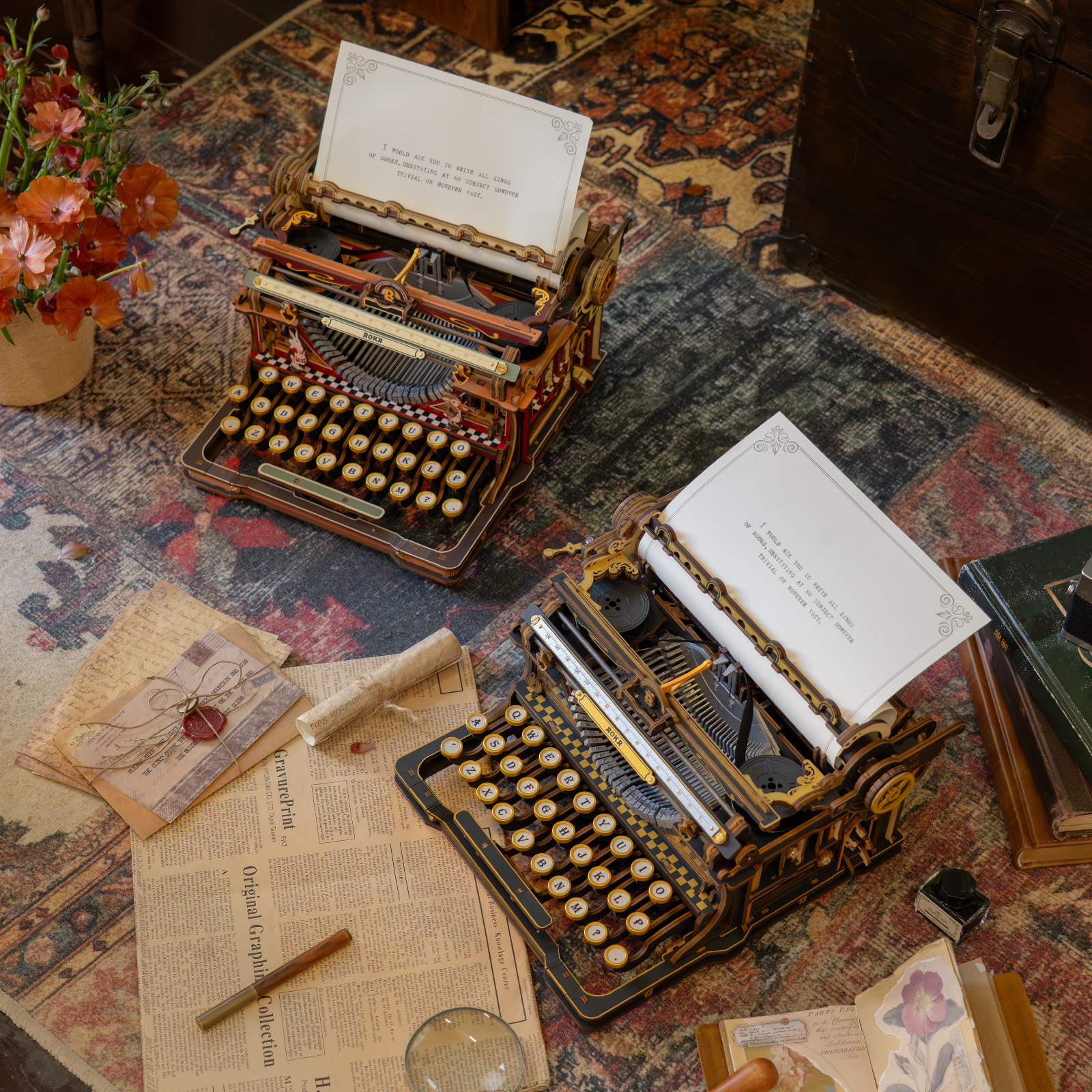 Mechanische typemachine – klassieke versie LK703B vergelijking van de klassieke en magische versie
