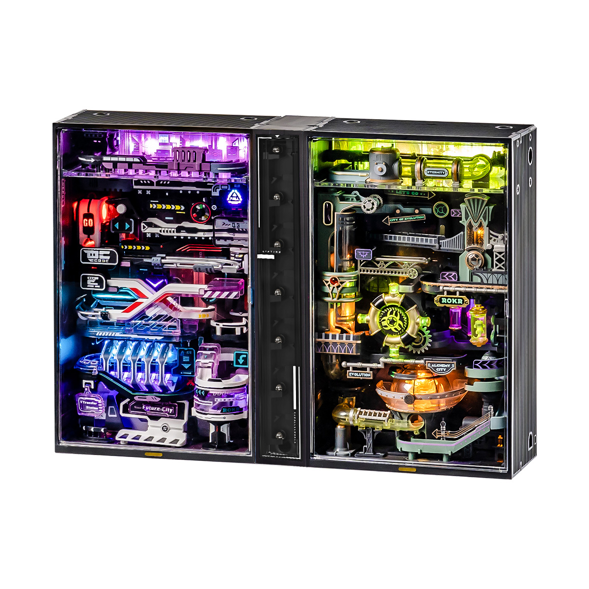 Alchemy City MR04S samen met andere knikkerbaanmodules