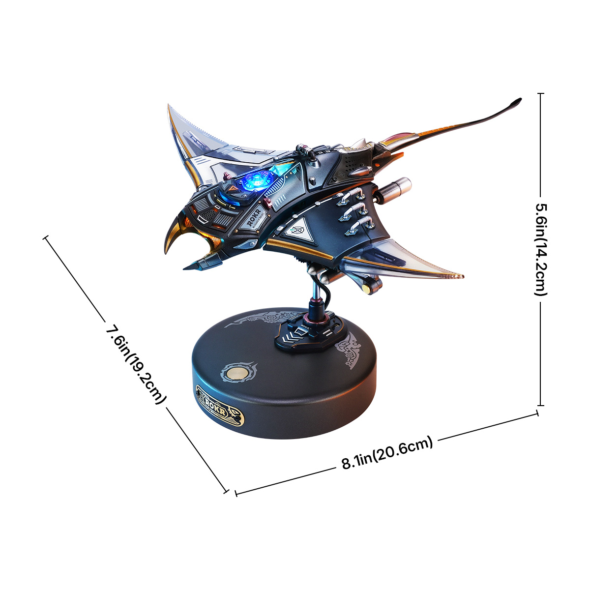 Mantarog MI06 – afmetingen van het gebouwde model: 19,2 × 20,6 × 14,2 cm