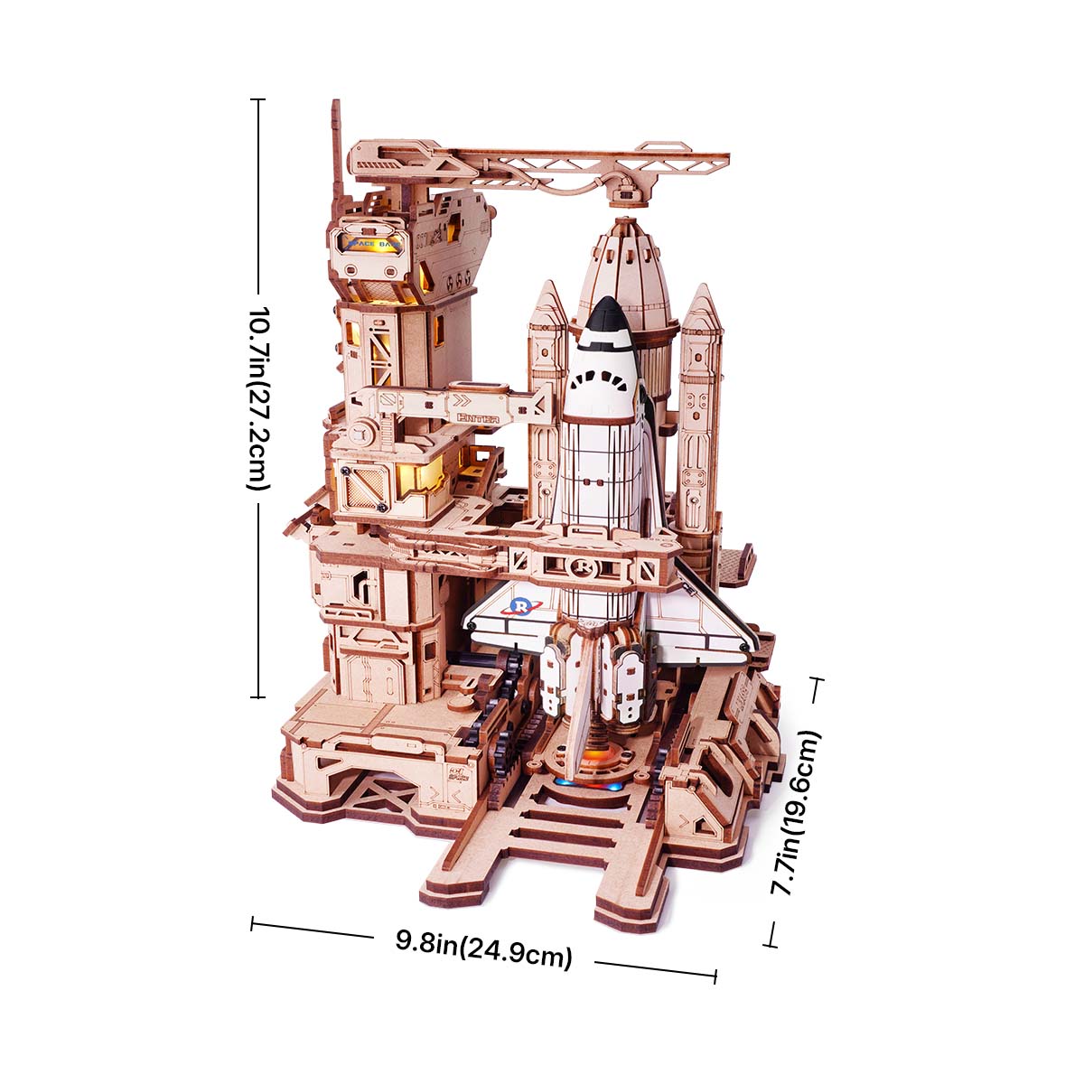 Spaceshuttle LKA02 – afmetingen van het gebouwde model: 24,9 × 19,6 × 27,2 cm