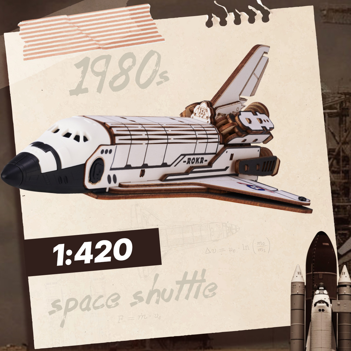 Spaceshuttle LKA02 schaalillustratie geïnspireerd op de spaceshuttle uit de jaren 1980 – 1:420