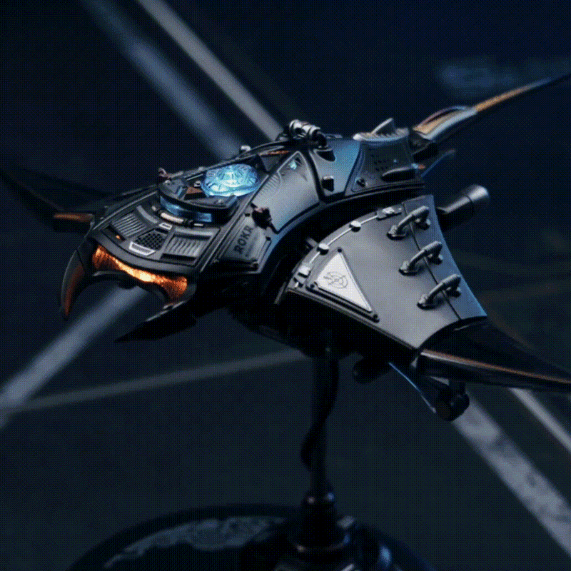 Mantarraya mecánica metálica sobre una base de exposición — MI06