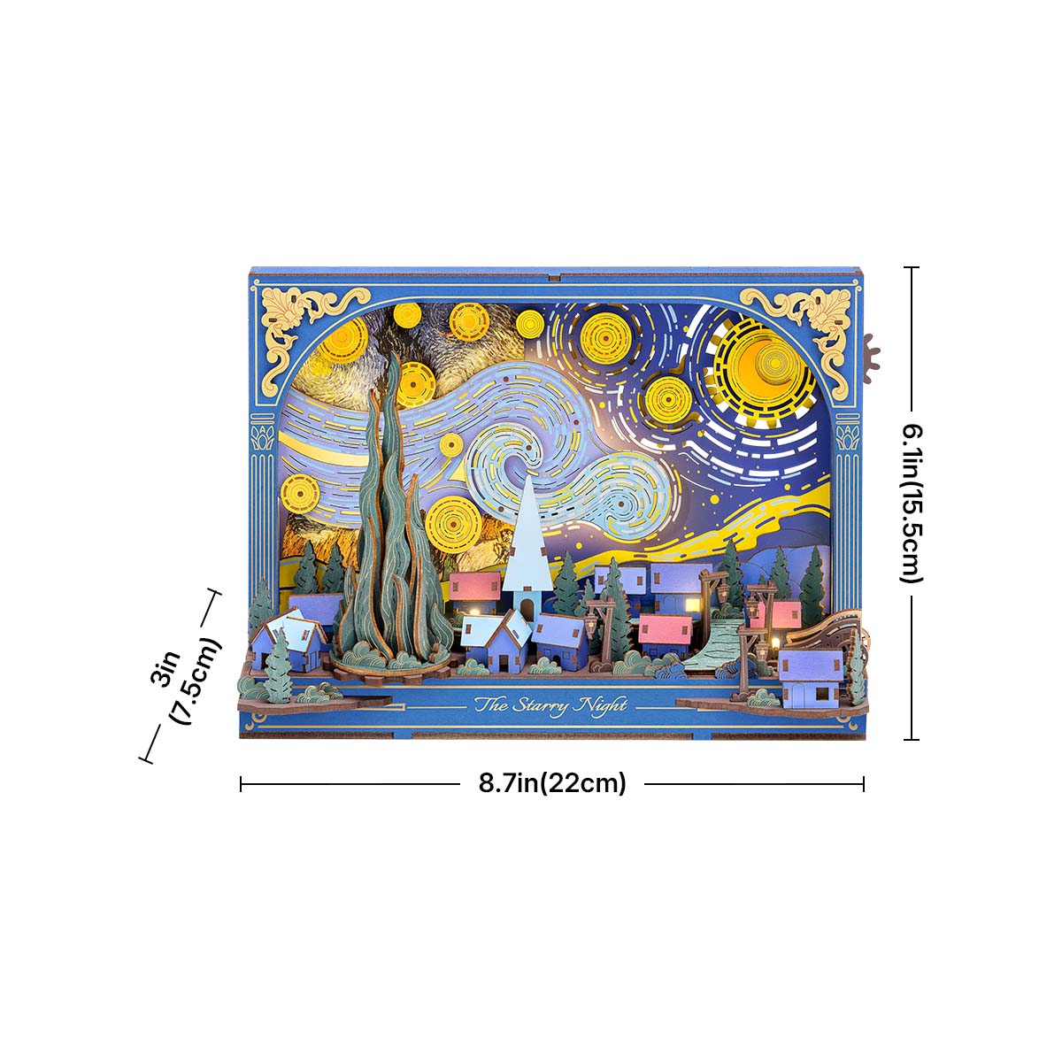 Esquema de dimensiones del cuadro: 22 × 7,5 × 15,5 cm — TH003