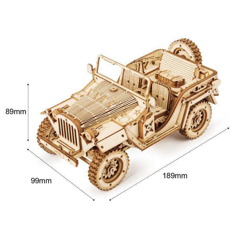 Esquema de dimensiones del jeep: 18,9 × 9,9 × 8,9 cm — MC701