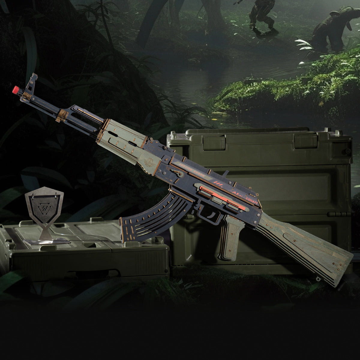 Versión verde del AK-47 en una escena de bosque — LQ901