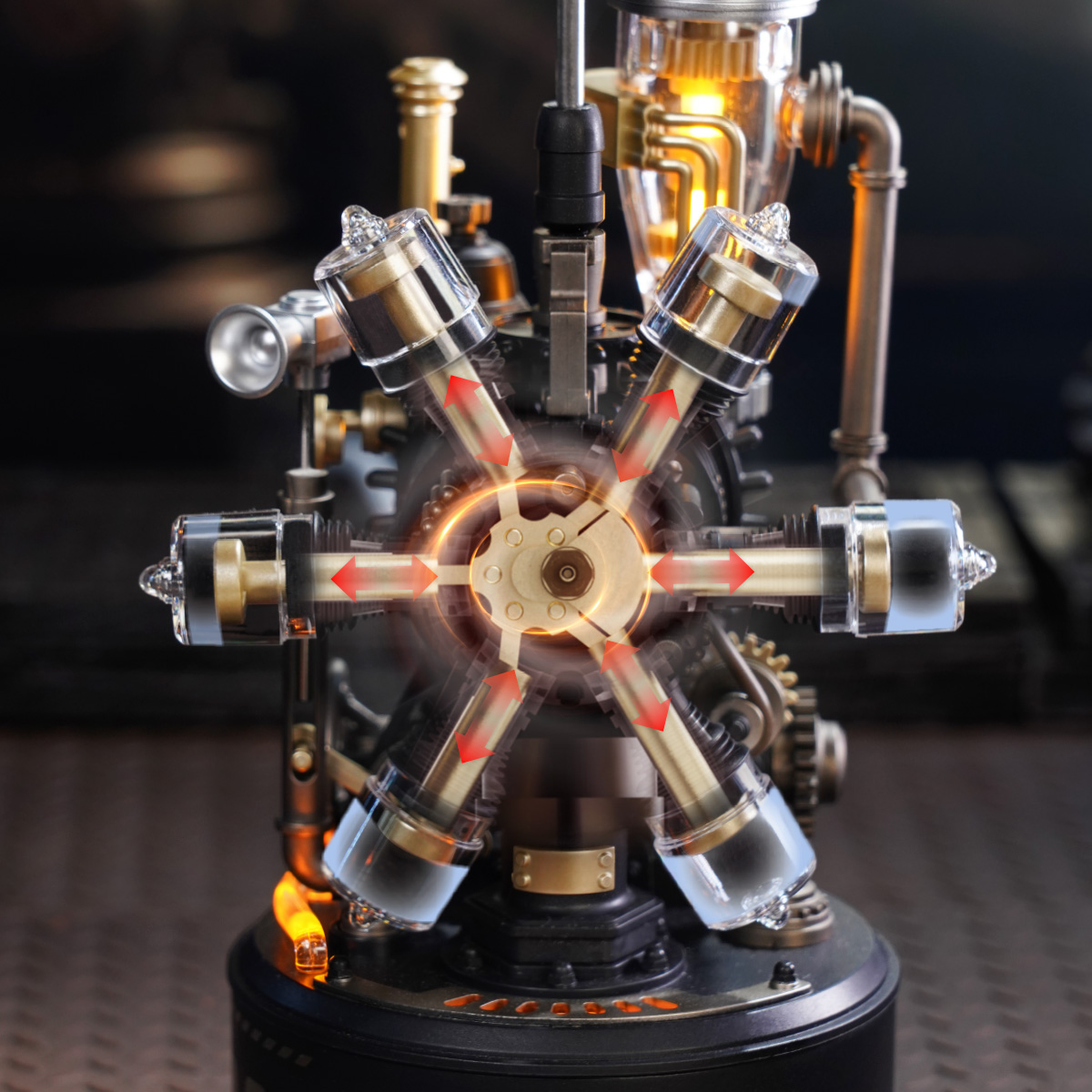 Primer plano del motor radial de seis cilindros — CGL01