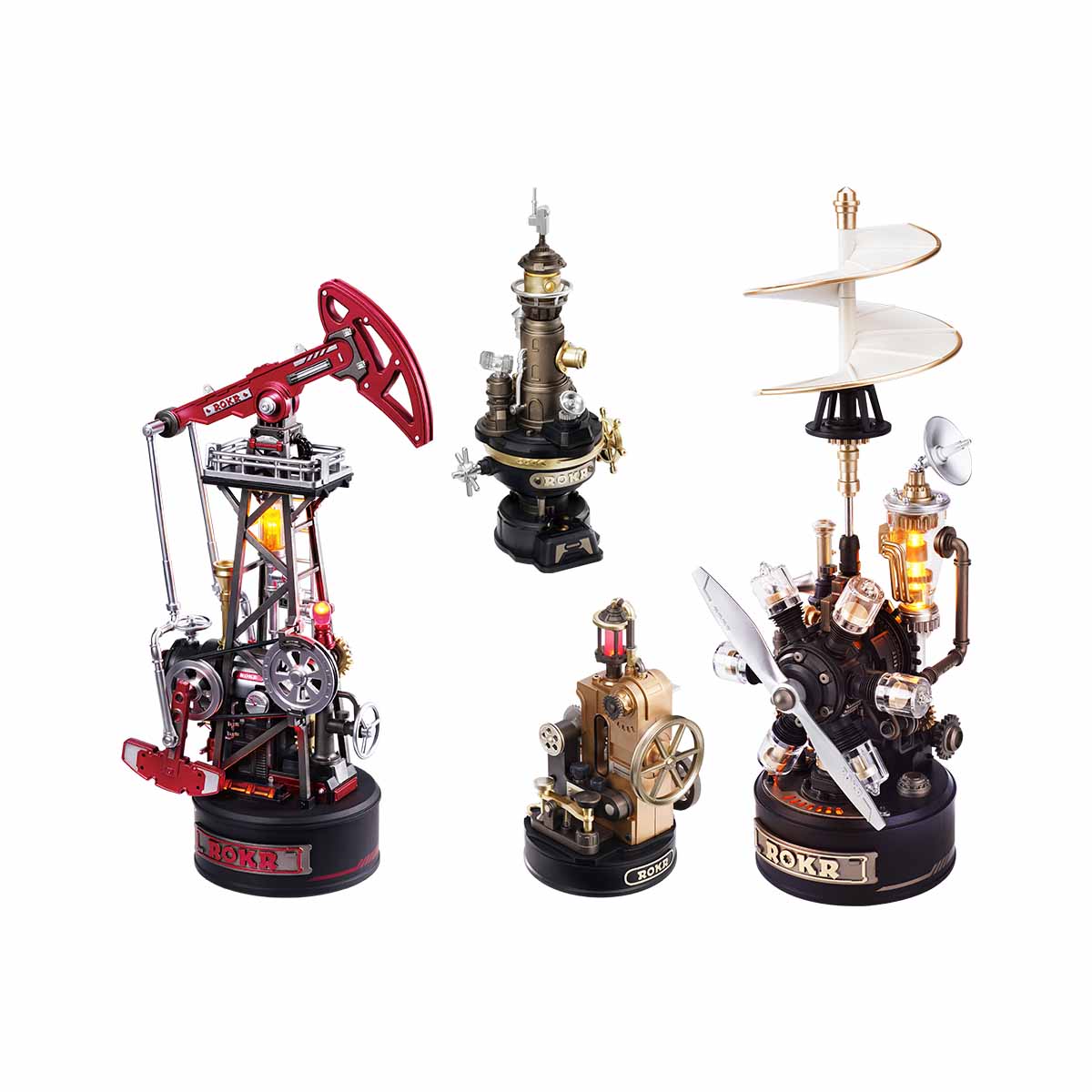 Colección Ciudad industrial con bomba extractora, faro y helicóptero — CGM01