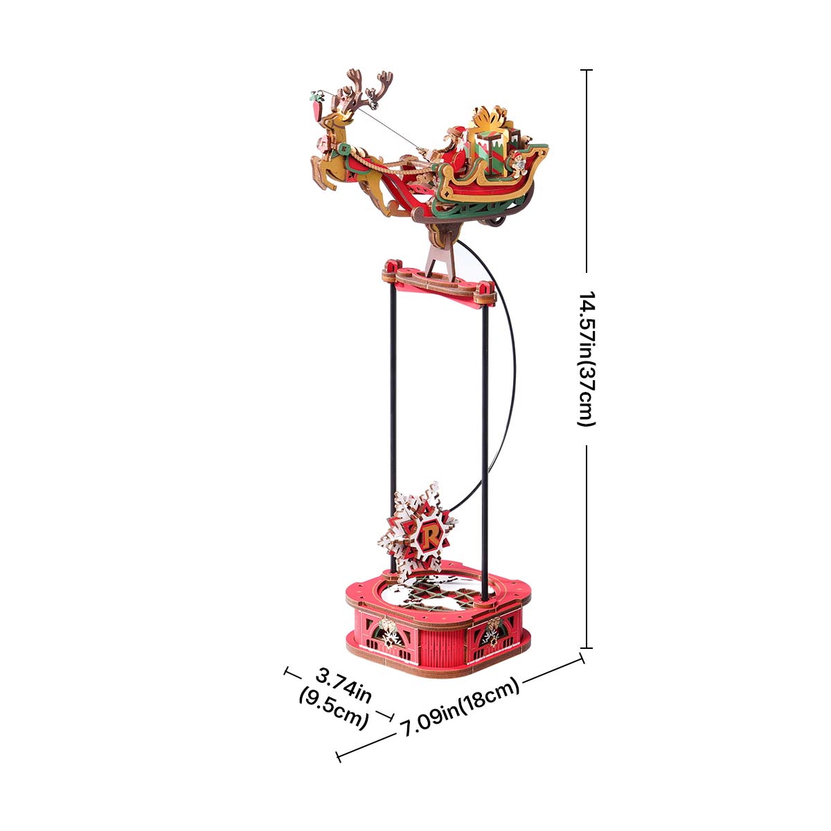 Esquema de dimensiones del modelo: 18 × 9,5 × 37 cm — MCD05