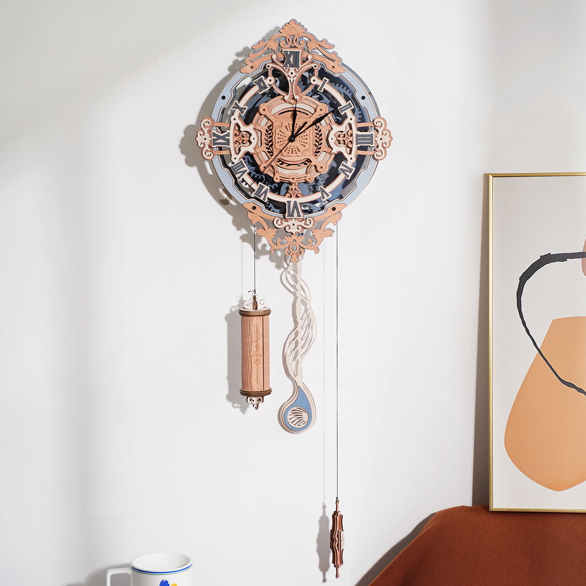 Reloj de pared de madera con péndulo — LC701
