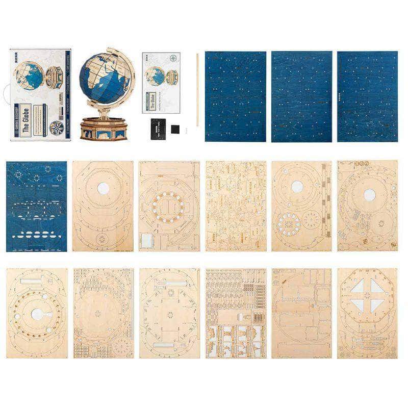 Láminas de piezas cortadas a láser y paneles azules del mapa — ST002