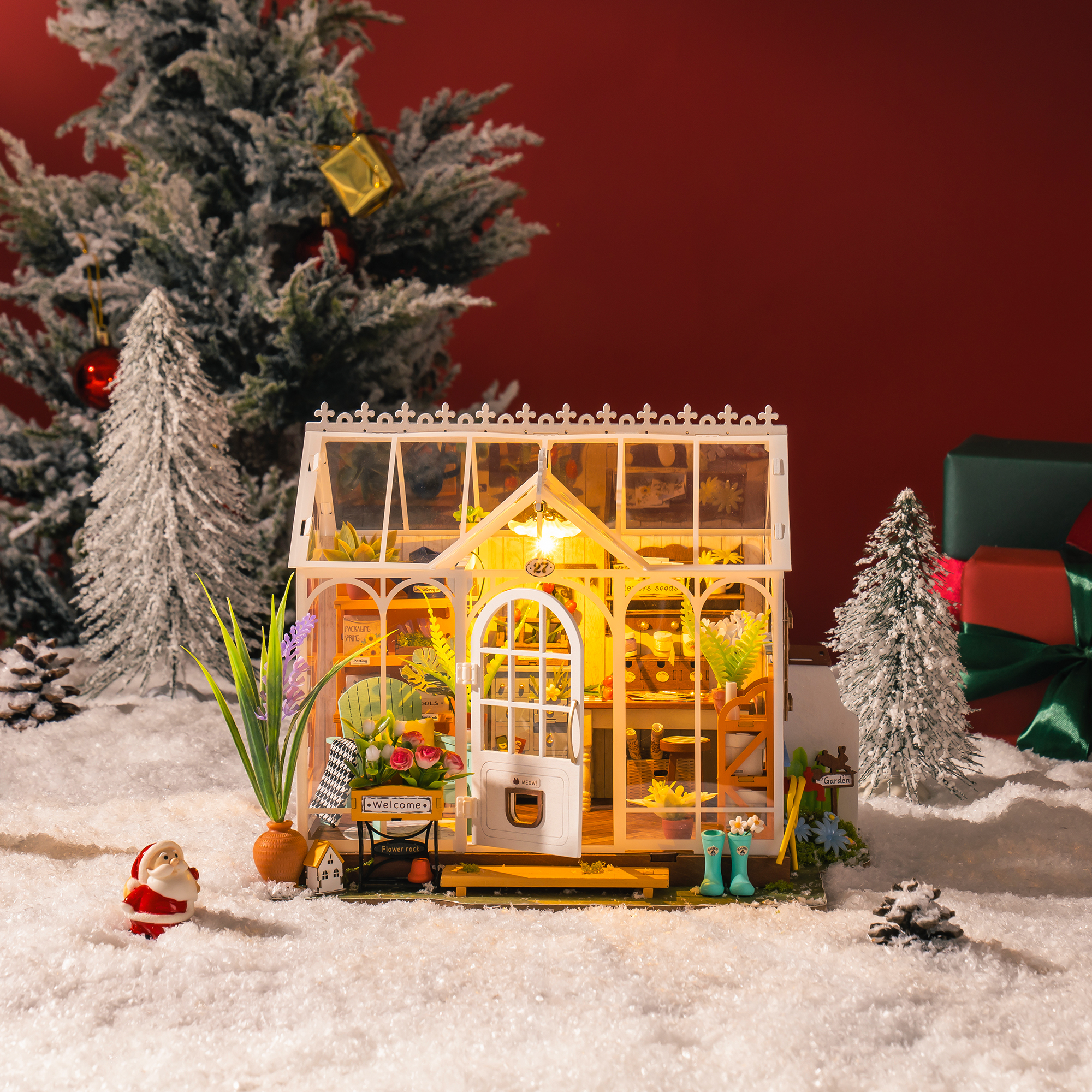 Rolife Miniature House - Dreamy Garden House Graphique de taille DG163 avec 7,5 x 9,1 x 9,6 pouces dans les dimensions indiquées