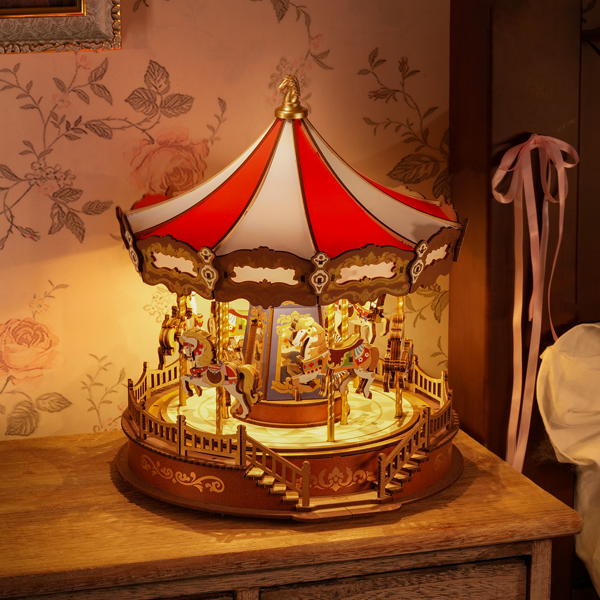 Puzzle en bois 3D Rolife - Carrousel classique AMC01 galerie image 4