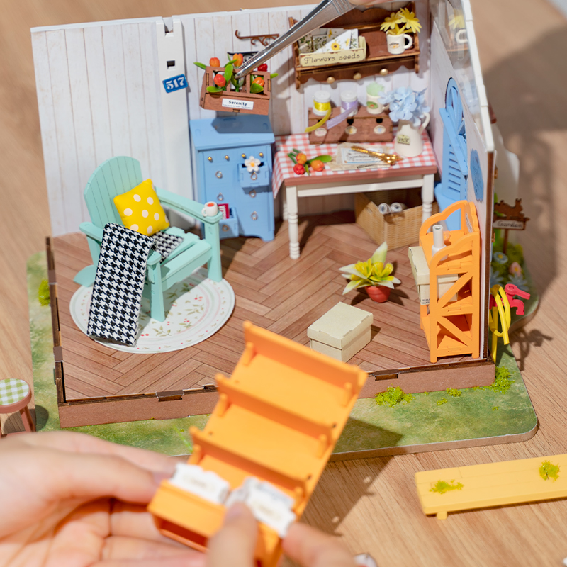 Rolife Miniature House - Dreamy Garden House DG163 aménagement de la pièce et scène d'assemblage des accessoires