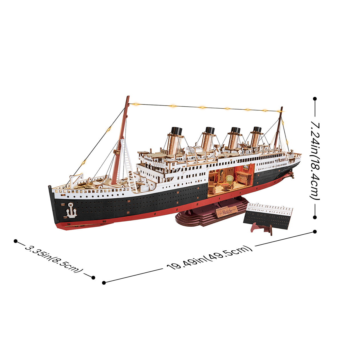 Graphique de taille 1912 Eternal Atlantic Voyager TGL02, modèle de bateau en bois 49,5 x 8,5 x 18,4 cm