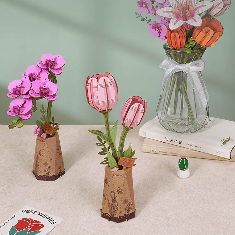 Rowood DIY Fleur en bois Tulipe rose TW082 galerie image 7