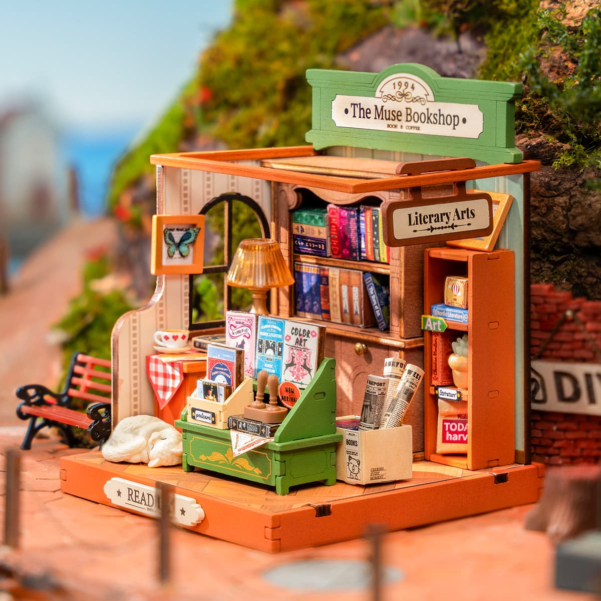 Rolife DIY Miniature House - Scène d'affichage de table The Muse Bookshop DS040