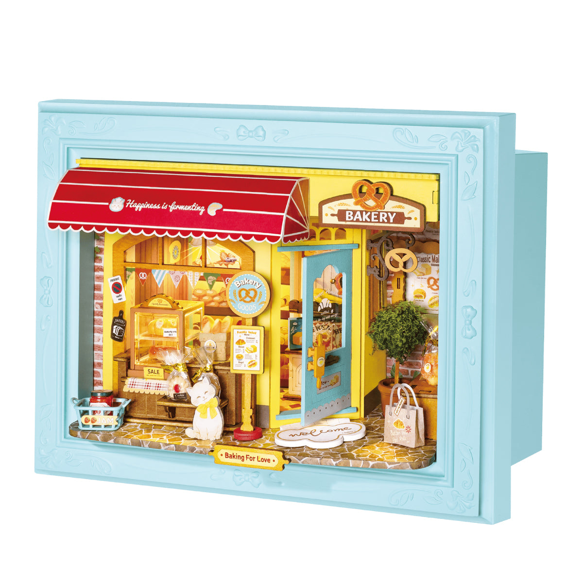 Rolife Fluffy Cat Bakery DP001 cadre d'histoire sur fond blanc vue du produit