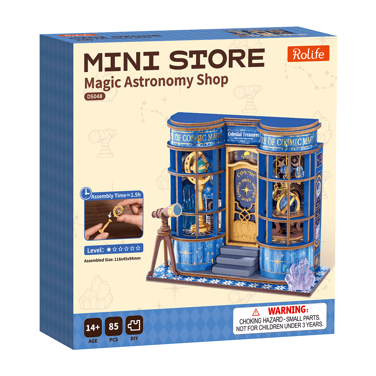Ensemble de produits Rolife Magic Astronomy Shop DS048 avec boutique d'astronomie miniature complétée