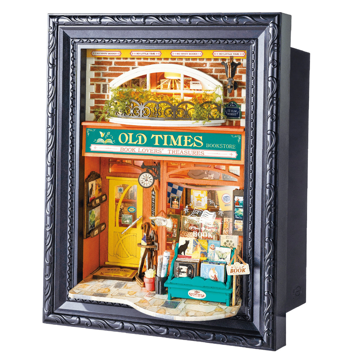 Rolife Old Times Bookstore DP004 cadre d'histoire sur fond blanc vue du produit