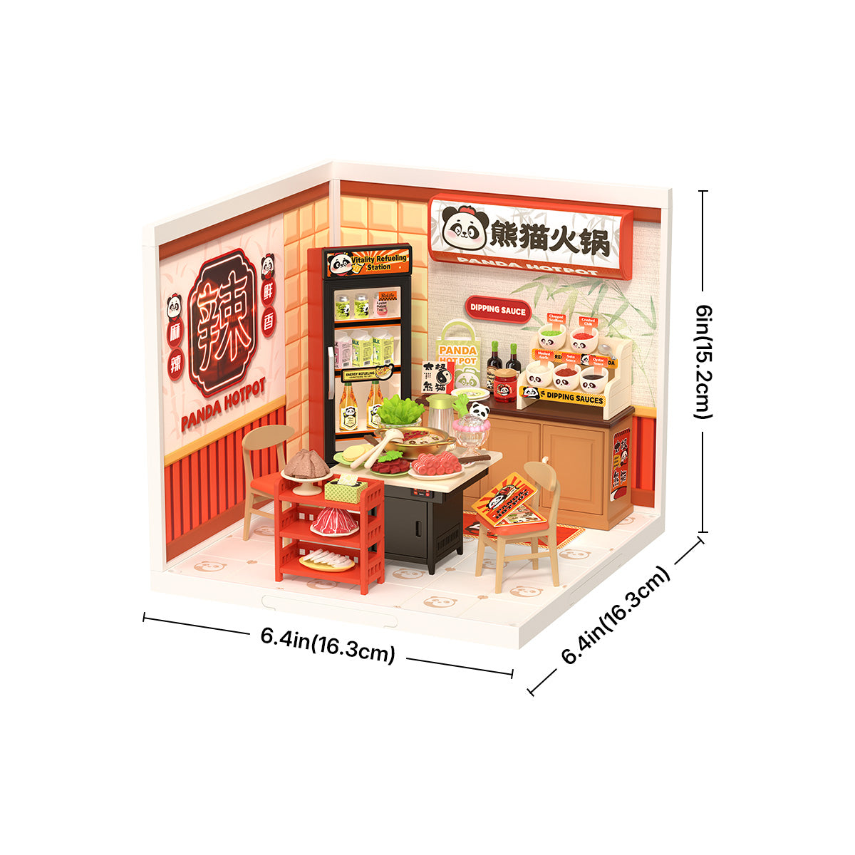 Graphique de taille Panda Hot Pot DW020, pièce miniature 16,3 x 16,3 x 15,2 cm