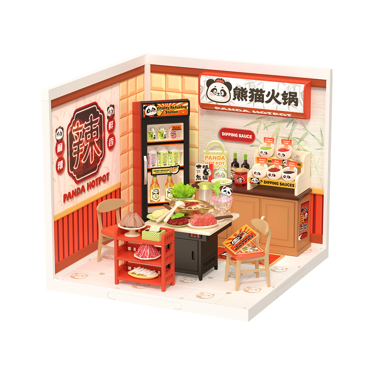 Rolife Panda Hot Pot DW020 fond blanc pièce miniature vue du produit