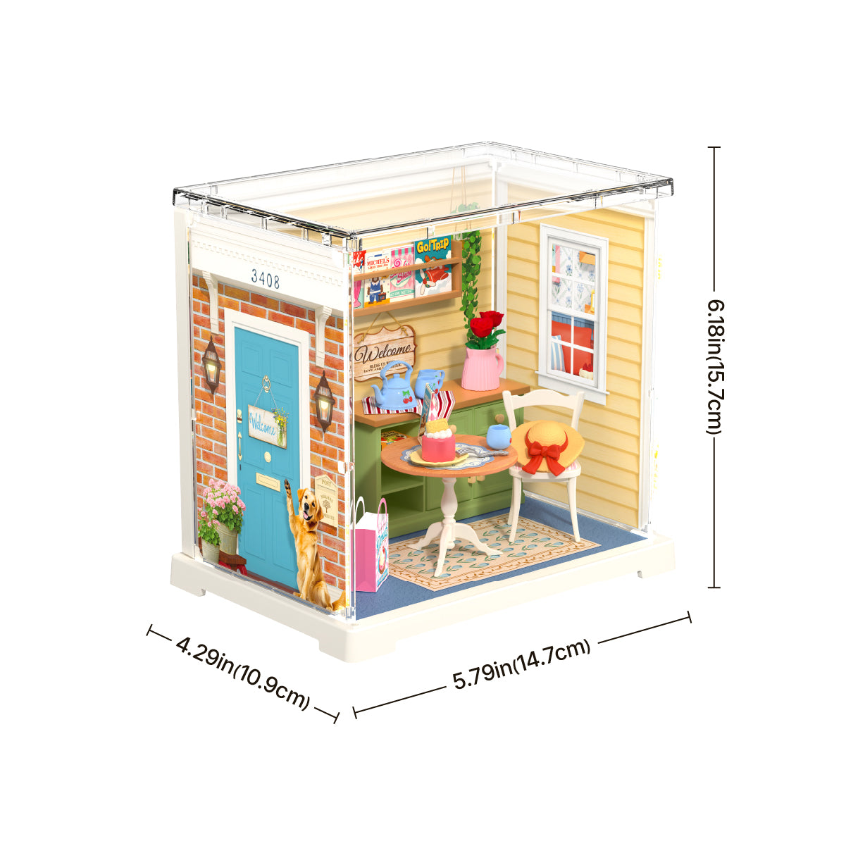 Graphique de taille Sunshine Sip Porch DWS07B avec dimensions assemblées illustrées