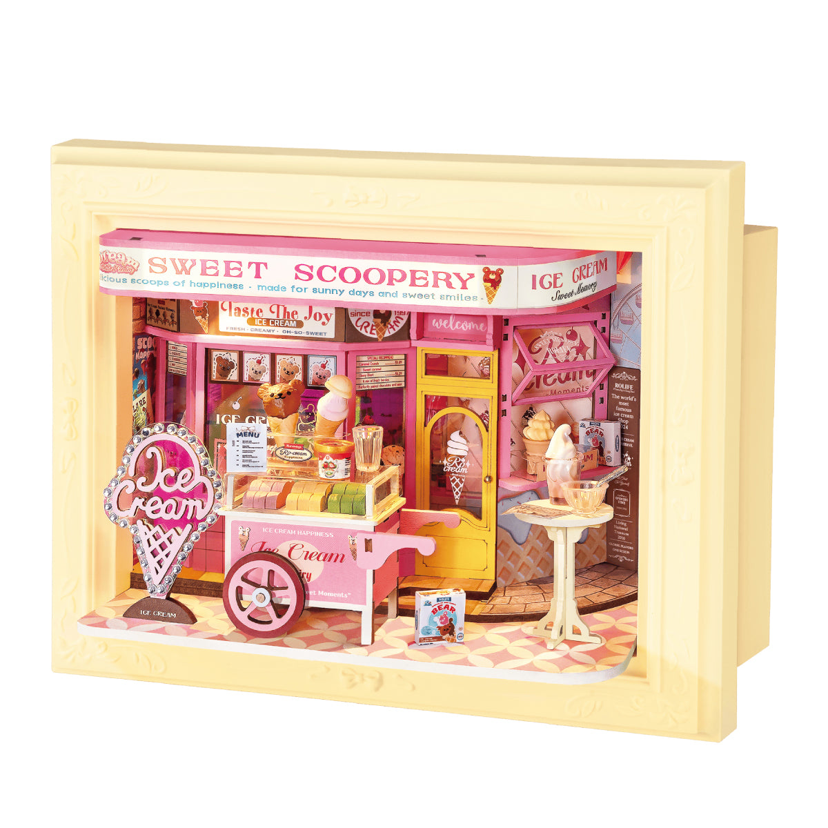 Rolife Sweet Scoopery Ice Cream DP002 fond blanc cadre histoire vue du produit