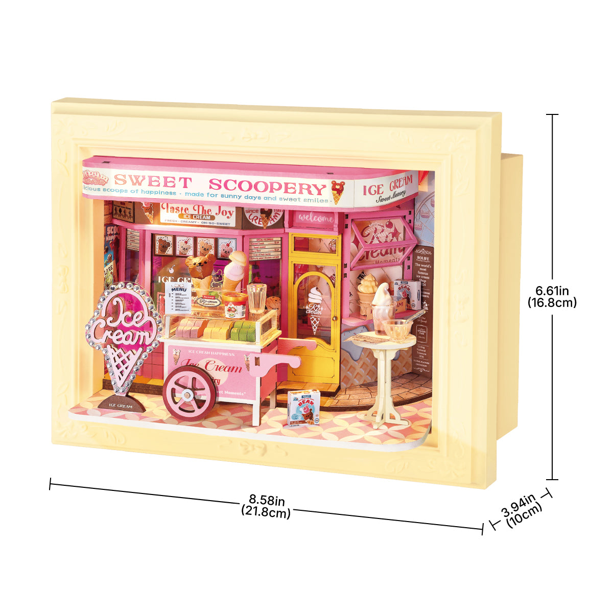 Graphique de taille Sweet Scoopery Ice Cream DP002, cadre d'histoire 21,6 x 4,8 x 16,6 cm