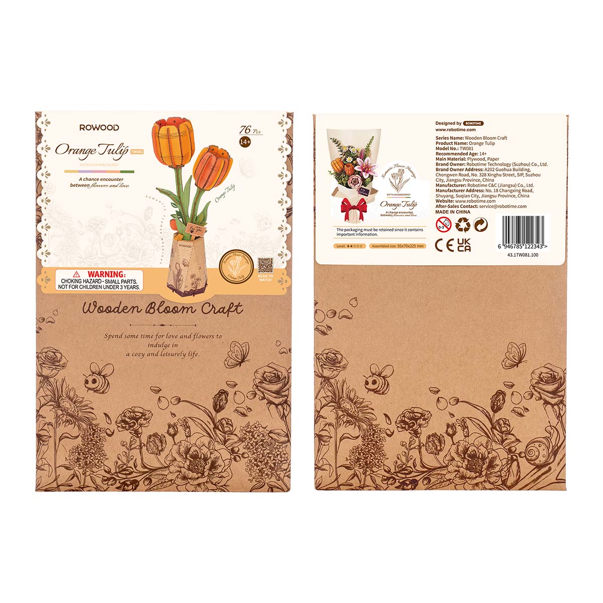 Rowood DIY Fleur en bois Tulipe orange TW081 galerie image 5