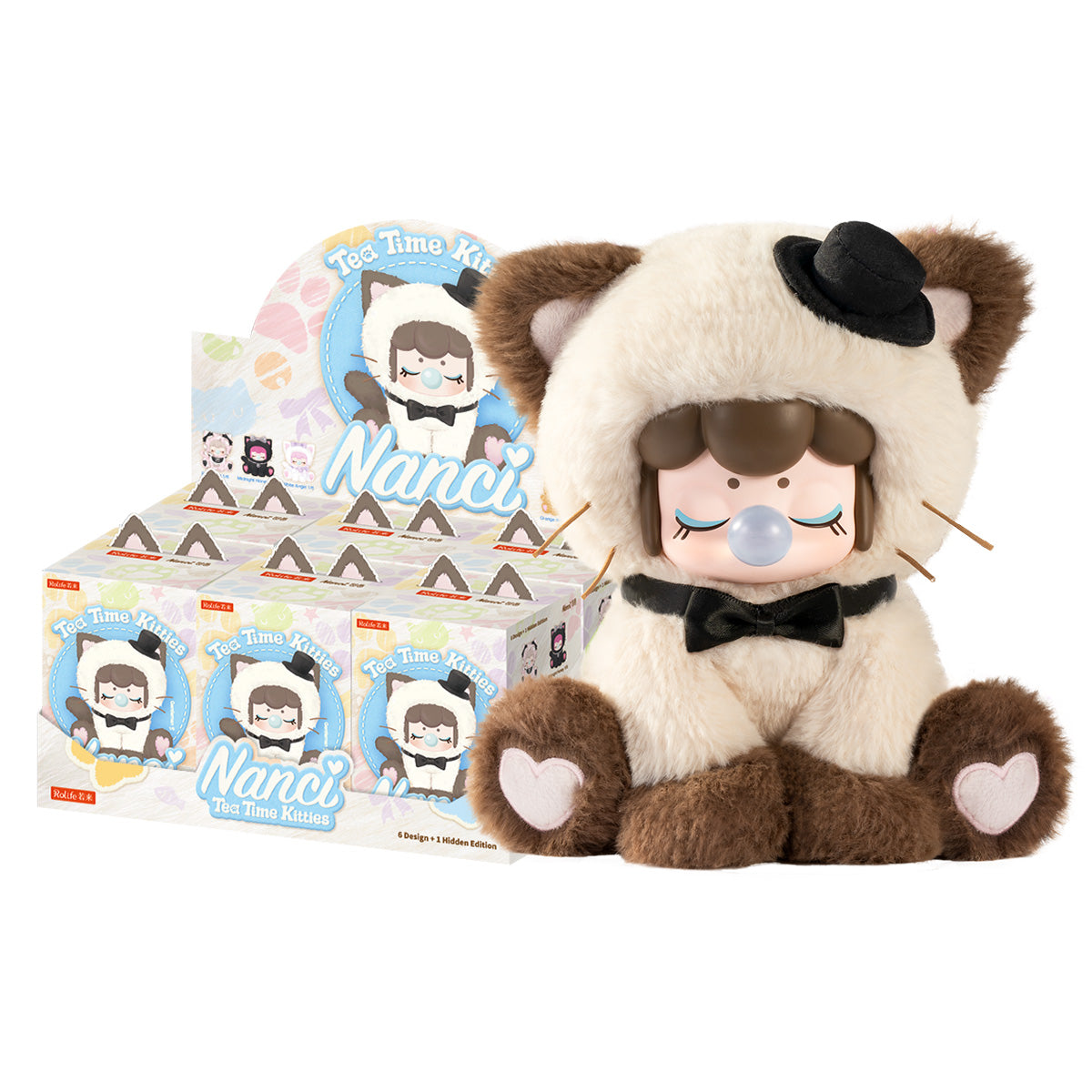 Rolife Nanci Tea Time Kitties présentoir en peluche avec poupée minou en vedette