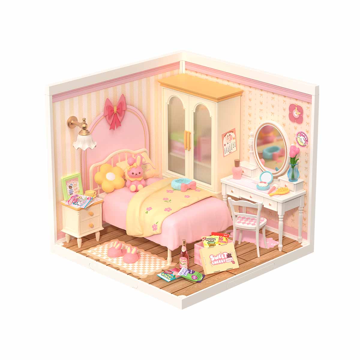 Rolife belle chambre rose bricolage maison miniature DW016