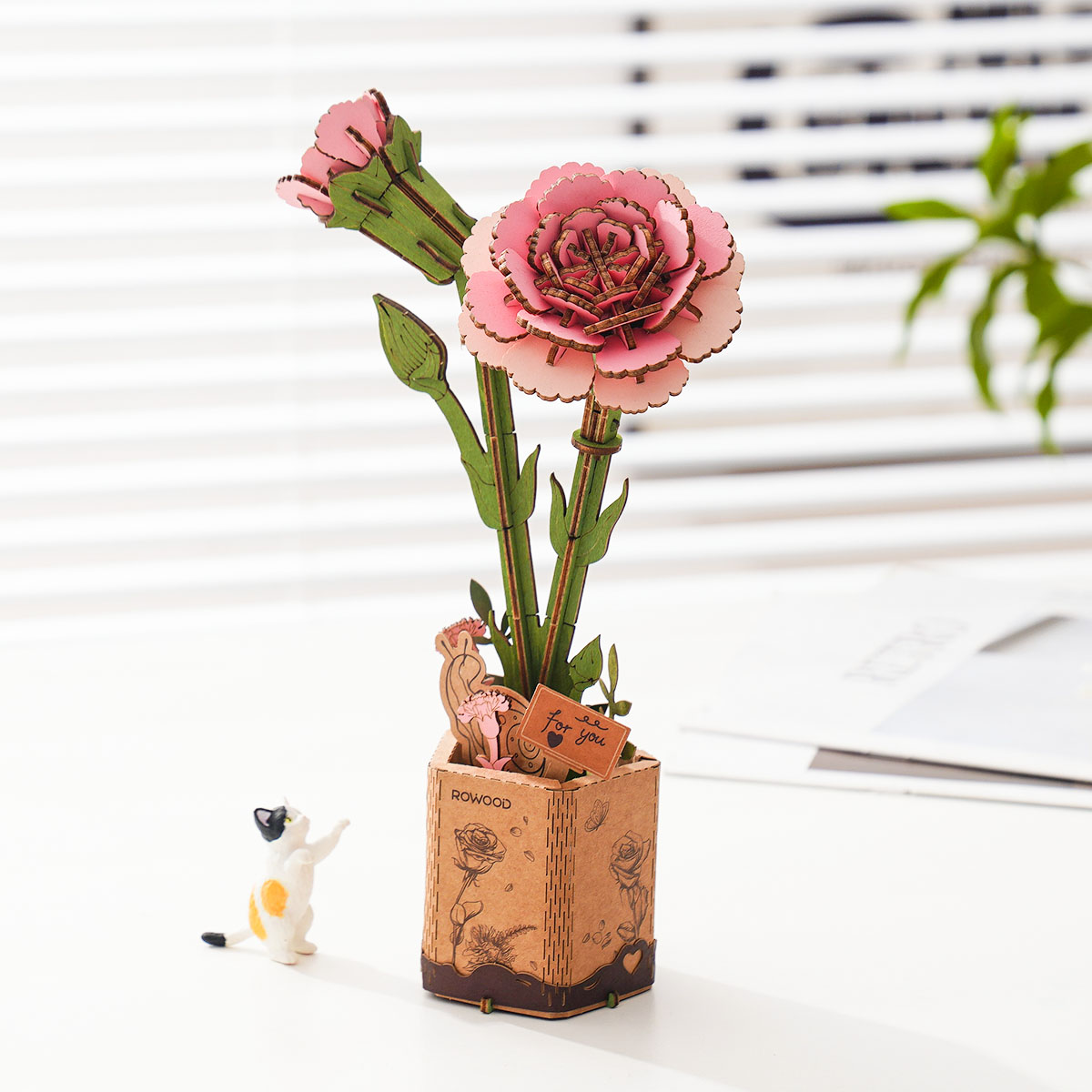 Rowood DIY Fleur en bois Oeillet rose TW051 galerie image 4