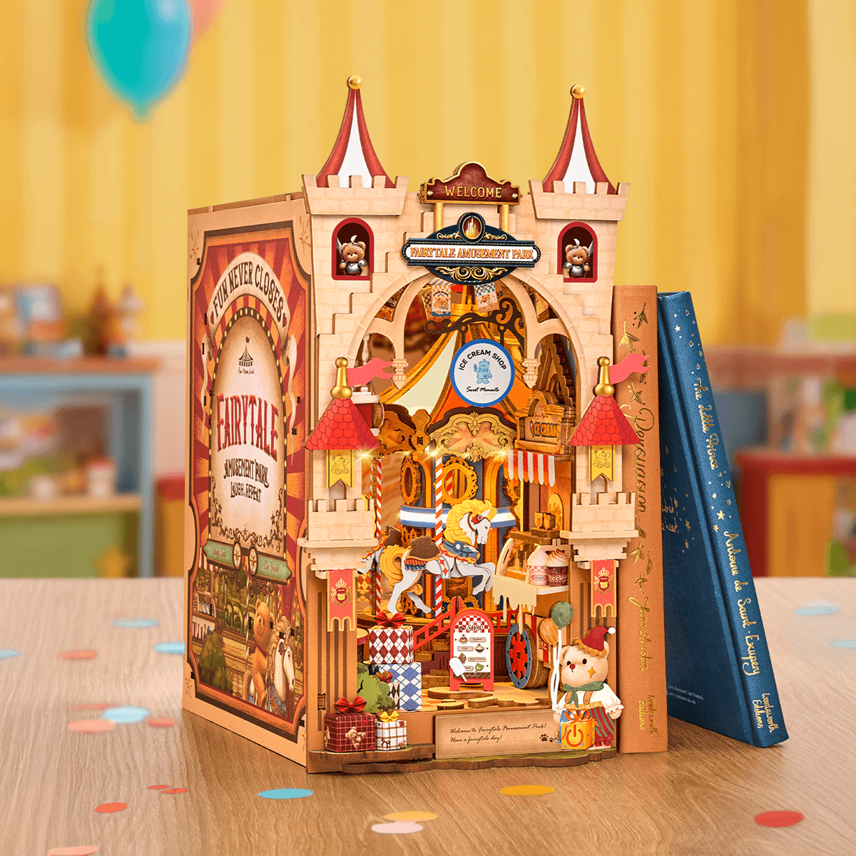 Rolife Fairytale Amusement Park TGB17 Bücherecke in einer farbenfrohen Tischszene