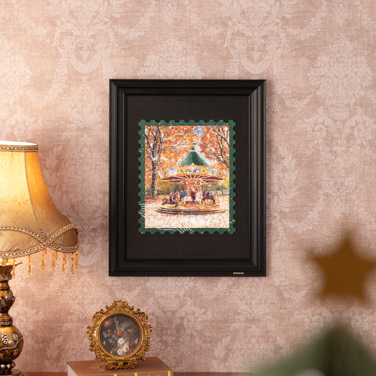 Rowood Golden Autumn Carousel TA008 gerahmtes Holzpuzzle an der Wand