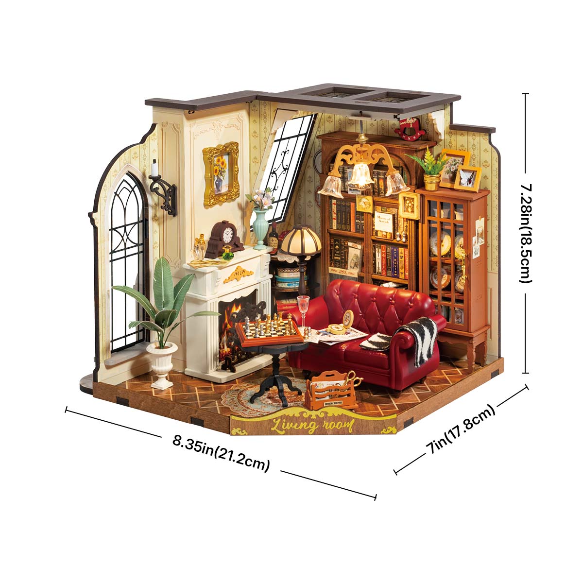 Catherine's Living Room DG175-Grafik, 21,5 x 19,2 x 18,5 cm großes Miniaturhaus